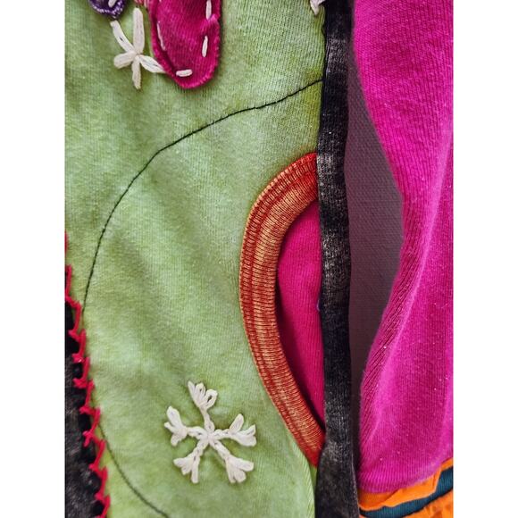 NEW Patchwork Peace Sign Paisley Hippie ZipUp Jacket sz S Festival Boho Cochella - Picture 6 of 8